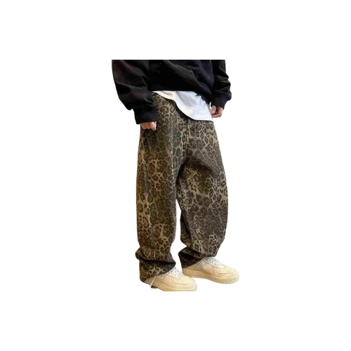 RASHOMONG Леопардовый принт Унисекс Джинсы