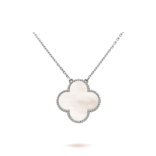Van Cleef Arpels Alhambra Four Leaf Lucky Series 18К Белое золото Ожерелье Женское