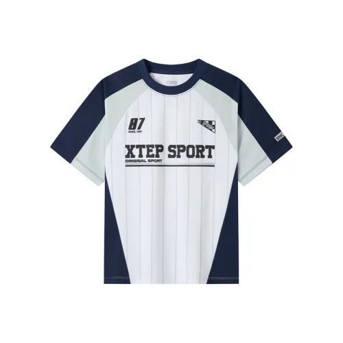 XTEP T-Shirt SS25 Pearl White Dark Blue Teenagers