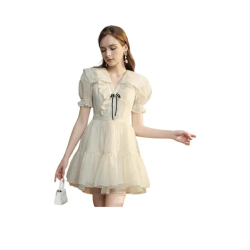 JORYAweekend Короткий рукав Платье Женское Белое