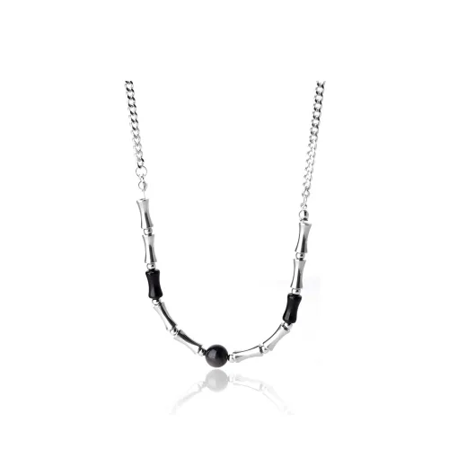 Kelanxi Титановые стальные ожерелья женские черный серебристый