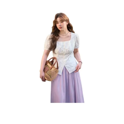 SHIRAN Чисто белый Женские Короткие Топы