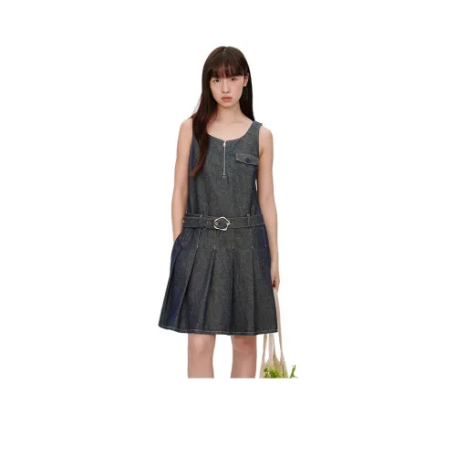 Omont Джинсовый серый Синий Женские Платья без рукавов