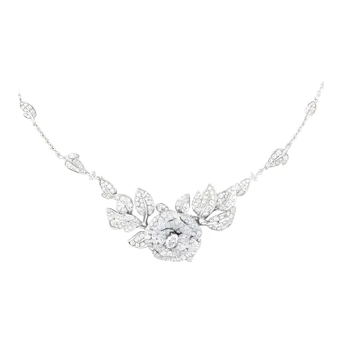 DIOR Розовый 18K Белое золото Бриллиантовое ожерелье Женское серебро