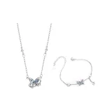 Мечтательный Ледяной Синий Бабочка-Ожерелье+Браслет