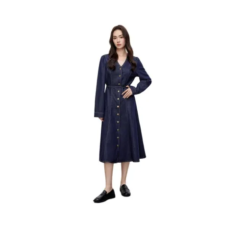 SENTUBILA Лазурный синий Женские Длинные Платья с рукавами