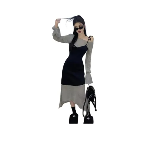 IQC Длинное платье с длинными рукавами женское цвет на изображении