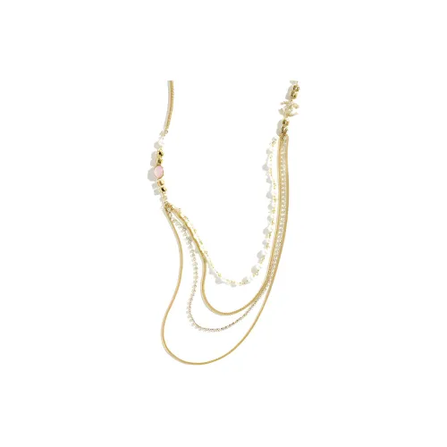 CHANEL Металл Искусственные Жемчужные Стразы Кристалы Ожерелья Женские Золото