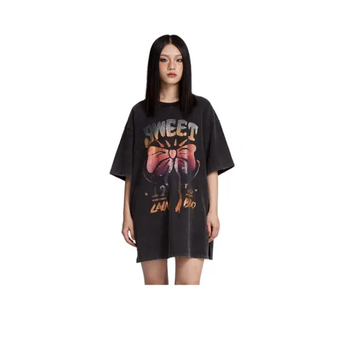 LALABOBO Короткое платье с короткими рукавами женское черное