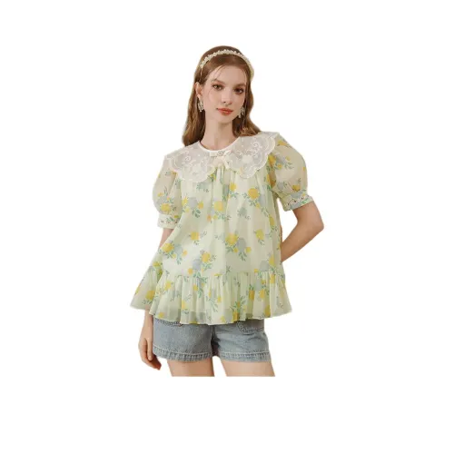 AIVEI Зеленые Женские Шифоновые Рубашки