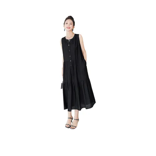 Cypress House Без рукавов Платье Женское Черное