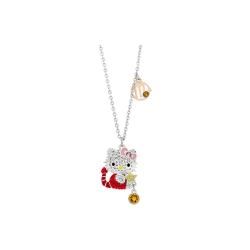 Swarovski Hello Kitty 18K Розовое Золото Покрытие Ожерелье Женское Серебро