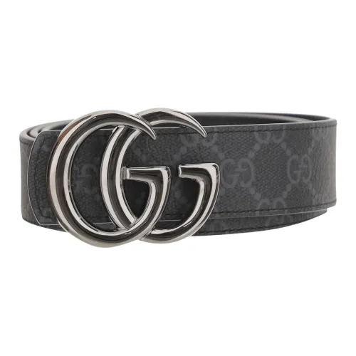 GUCCI Полиуретановая кожа ремни мужские черные 3,7CM