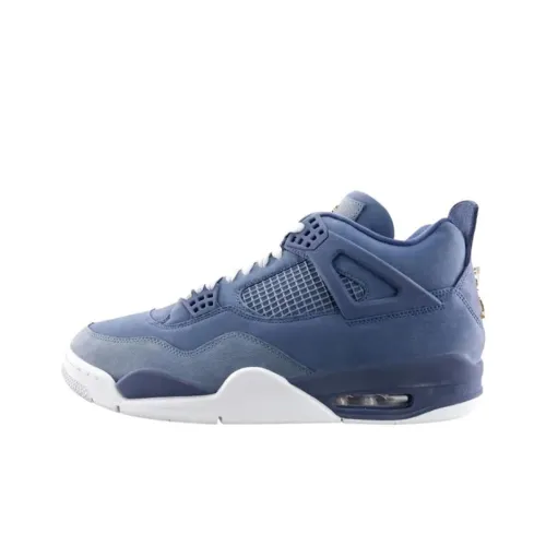 Jordan Air Джордан 4 Устойчивые к истиранию Высокие Баскетбольные кроссовки Унисекс Синие