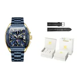 Стальной ремешок с синим циферблатом [Кожаный ремешок + Подарочная коробка]