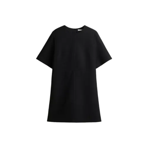 H&M Черное Женское Короткое Платье с Рукавами