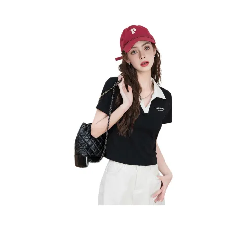 FAWENXIANGZI Черный Женские Короткие Топы