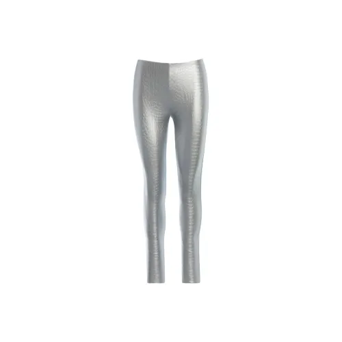 NAKED WARDROBE Серебряные Женские Кожаные Брюки