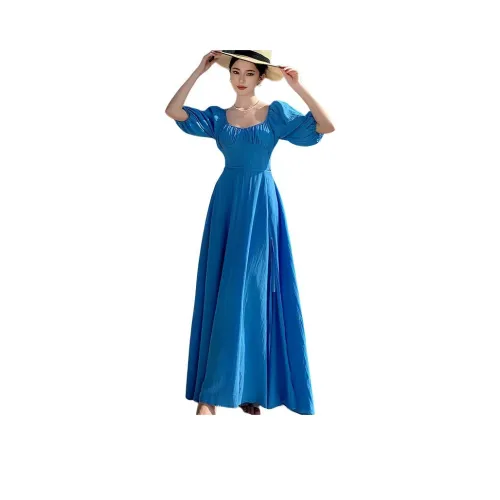 DOSOHEB Короткий рукав Платье Женское Небесно-голубой