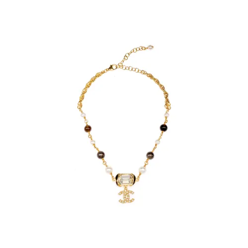 CHANEL COCO Pearl Metal Necklaces Women's Multicolor