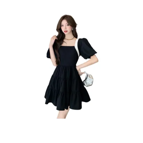 KEAB Короткий рукав Платье Женское Черное