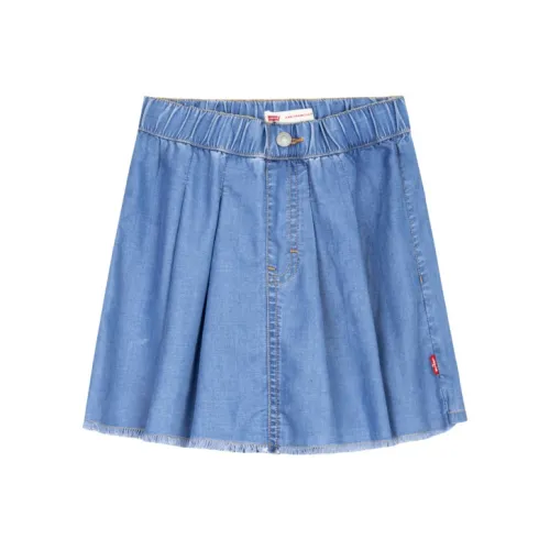 Levi's Однотонный Умеренный Юбка Подростки Riverbed Синий