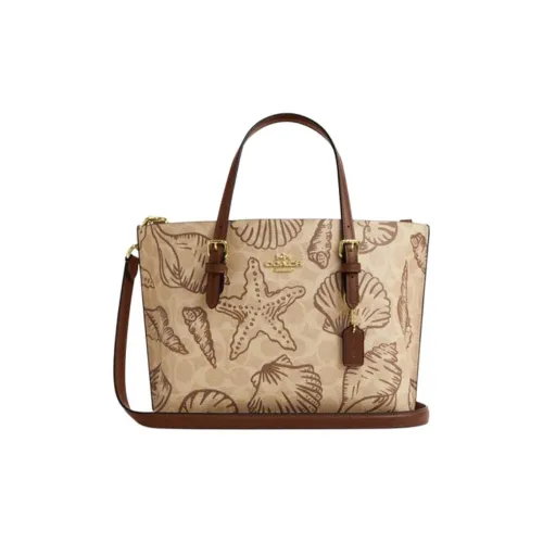 COACH Mollie Искусственная кожа Тоут Сумка Сумка для покупок Сумка через плечо Сумка среднего размера Женская Песочно-желтая