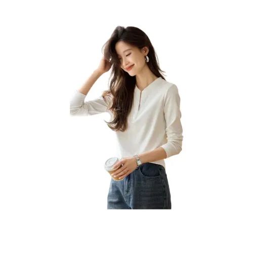 Mo Han Yi Mei Стандартная T-рубашка Женская Натуральный Белый