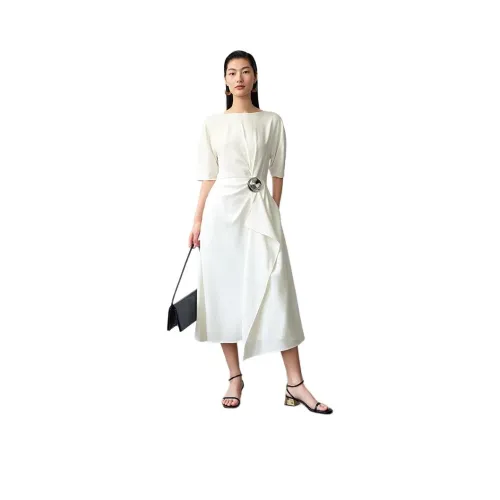 Roselingling Короткий рукав Платье Женское Гардения Белый