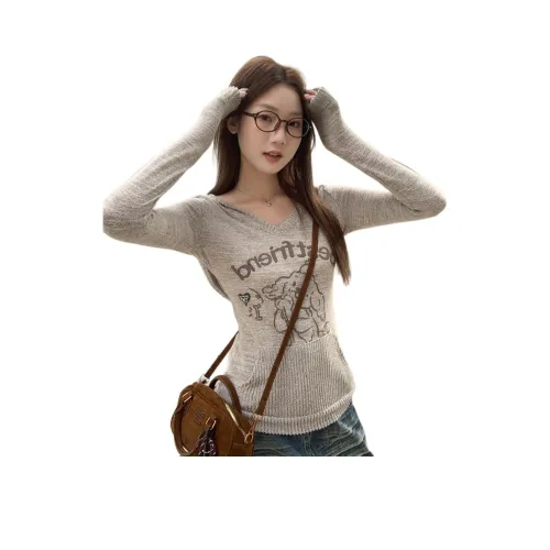 MUQINGQING Светлый кофейный [Трикотаж] Женская трикотажная одежда