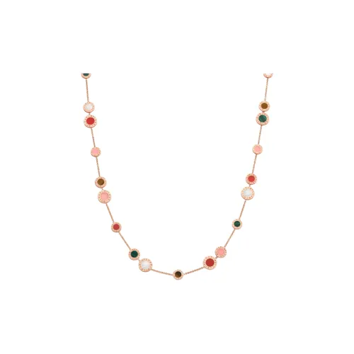 BVLGARI Колье Розовое Золото 18 Карат, Элементы Из Перламутра, Розового Опала, Тигрового Глаза