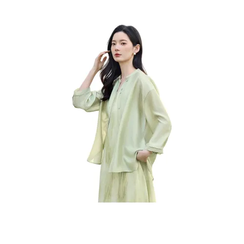 IHIMI Матча Зеленый Женские Рубашки