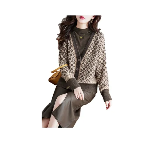 Cypress House Свитер Женские Кофе Wa Желтая клетка