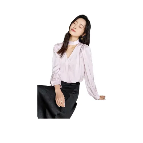 OUNIXUE Весенний Шифон Рубашка Женская Розовая