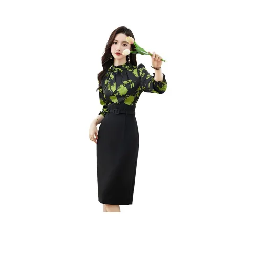 Fele.d Длинное платье с длинными рукавами женское