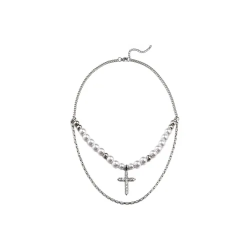 DWCP Титановая сталь ABS Жемчужный Циркон Ожерелья Унисекс