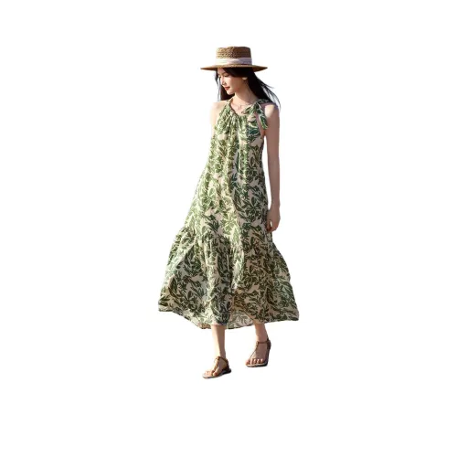 XWI Без рукавов Платье Женское Зеленое