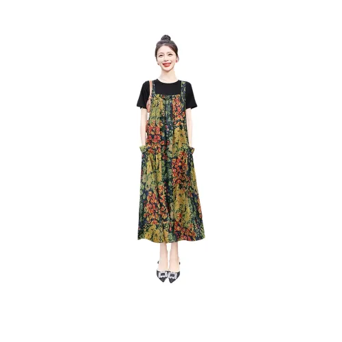 Cypress House Комплект с юбкой Женские Цветочный Внешний Черный Внутренний