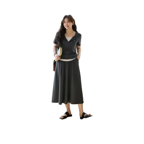 SHIRAN Серый цвет чайки Женские вязаные длинные юбки