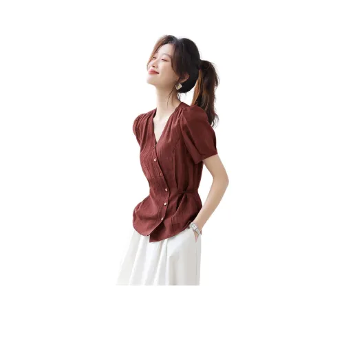 MOHANYIMEI Red Women's Shirts MOHANYIMEI Красный Женские Рубашки