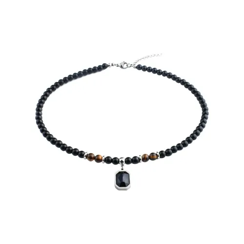 MUSTKOO Титановая сталь Камень Тигровый глаз Камень с картой Ожерелья Унисекс