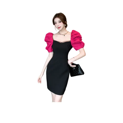 TURN UP Короткий рукав Платье Женское Черное