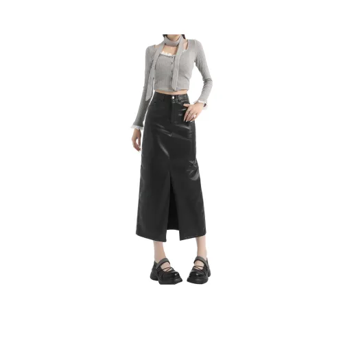 YINLEI Кожа Длинная Юбка Женская