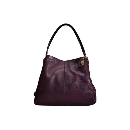 COACH Phoebe Кожа Сумка Сумка через плечо Женская Черная Фиолетовая