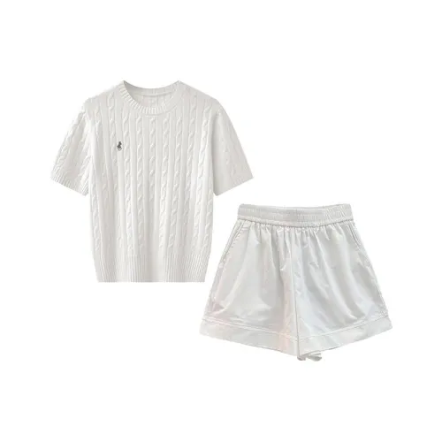 MARIE·COCO Белый топ + шорты, женские повседневные костюмы