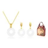 Белый (Ожерелье + Серьги-кольца) + Коробка «Летящий Феникс»