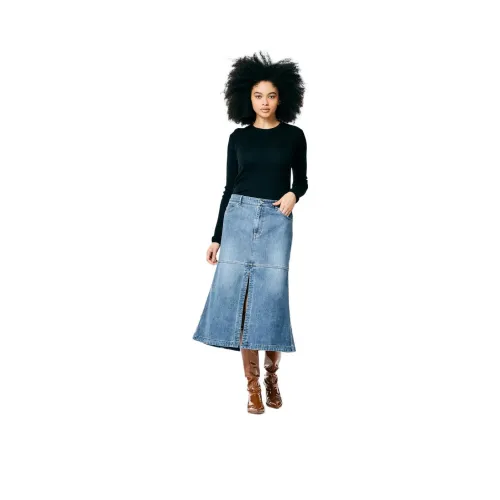 TIBI Denim Long Skirt Women's Blue