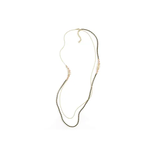 CHANEL Double C Драгоценный камень Ожерелья Женские Черный золото