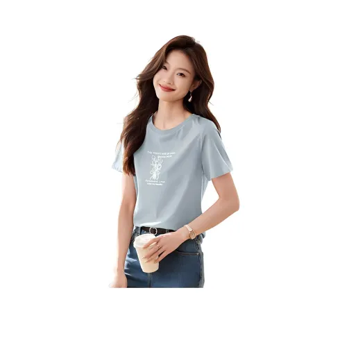 Mo Han Yi Mei SS24 T Рубашка Женская Светло-Синяя