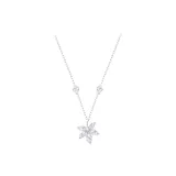 Кленовый лист ожерелье с розовым цирконом